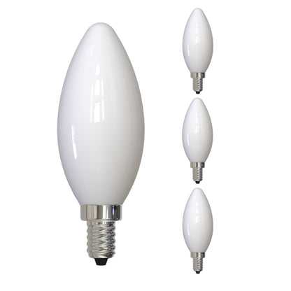 Bulbrite 5W LED LIGHT BULB B11 4000K FILAMENT MILKY FINISH, E12 CANDELABRA BASE, DIMMABLE, 4PK (776934)