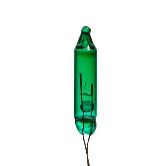 Vickerman Green Glass Incandescent Mini Bulb with Pinched Base 2.5 Volt 170mA 50/Bag