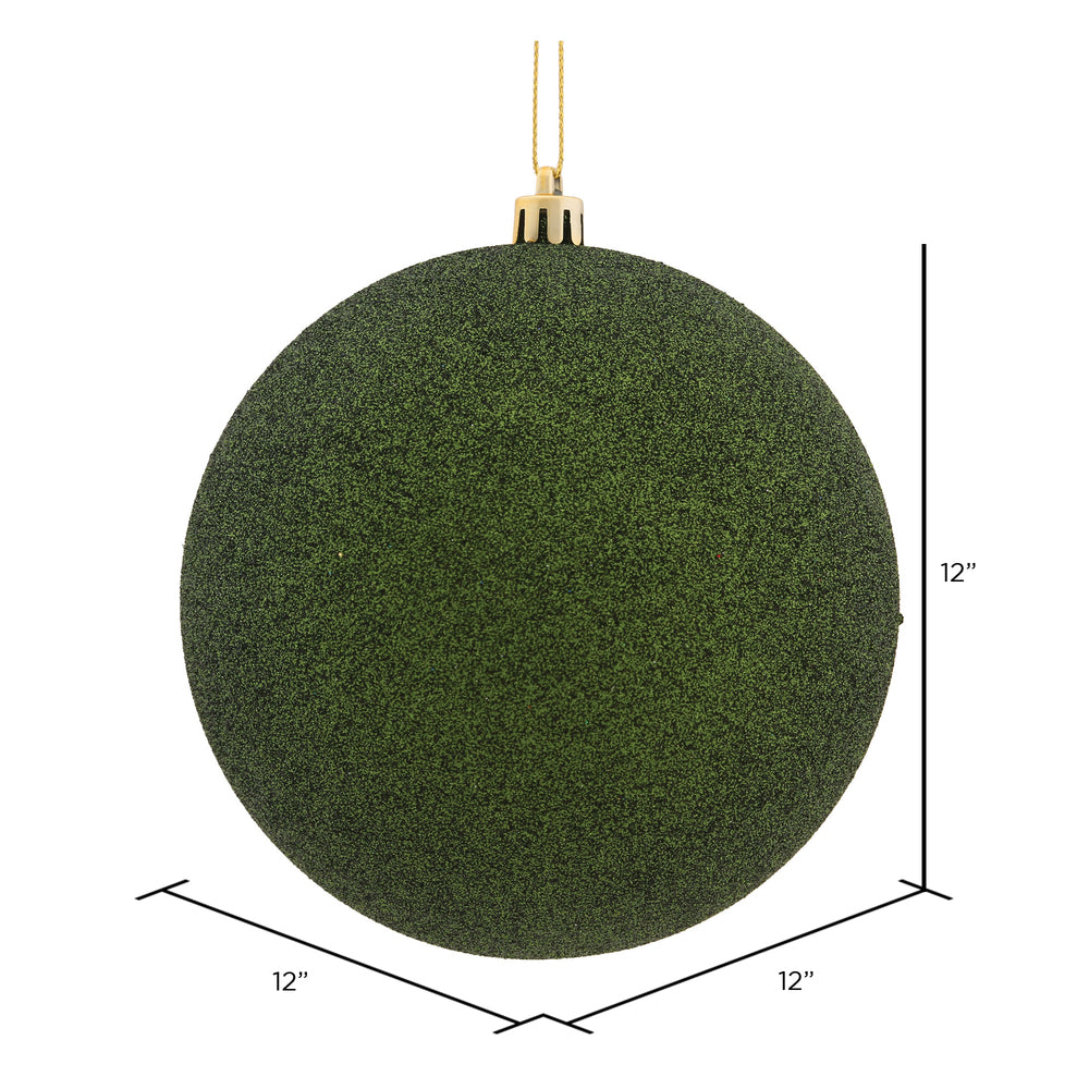 Vickerman 12" Moss Green Glitter Ball Ornament