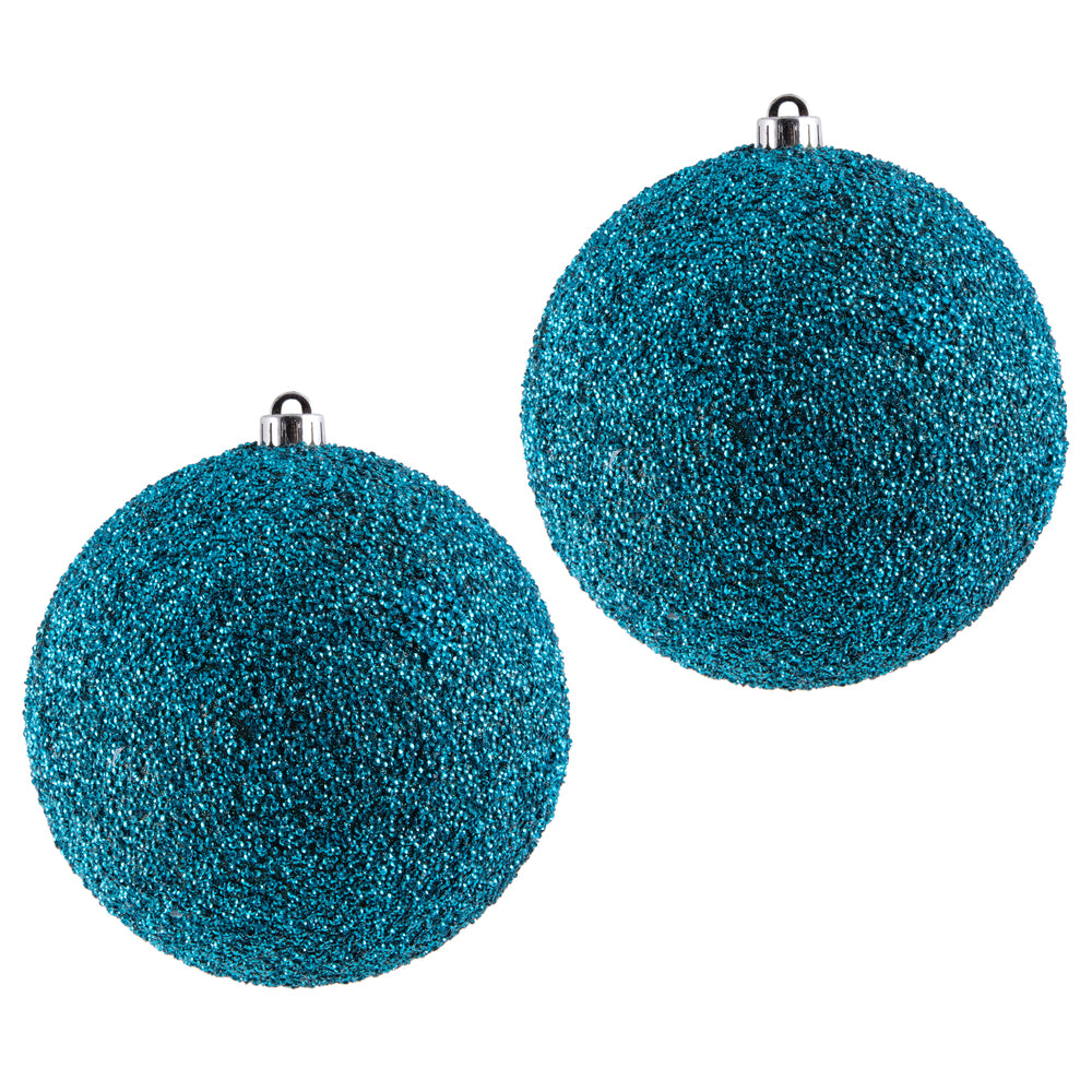 Vickerman 8" Sea Blue Beaded Ball Ornament 2 per Bag