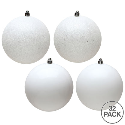 Vickerman 3" White 4-Finish Ornament Assortment 32 per Box