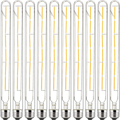 Sunlite LED Filament T8 Tubular Light Bulb, 5 Watts (40W Equivalent), 450 Lumens, Medium E26 Base, 120 Volts, Title-20 Compliant, Dimmable, 90 CRI, ETL Listed, 2700K Soft White, 10 Pack