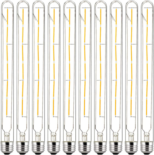 Sunlite LED Filament T8 Tubular Light Bulb, 5 Watts (40W Equivalent), 450 Lumens, Medium E26 Base, 120 Volts, Title-20 Compliant, Dimmable, 90 CRI, ETL Listed, 2700K Soft White, 10 Pack