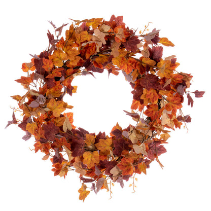 Vickerman 22" Artificial Orange Fall Maple Leaf Wreath.