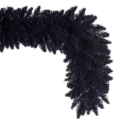 Vickerman 9' x 14" Flocked Black Fir Artificial Garland Unlit.