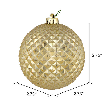 Vickerman 2.75" Champagne Durian Glitter Ball Ornament 12 per Bag