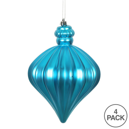 Vickerman 6" Turquoise Matte Onion Drop Christmas Ornament 4 per Bag
