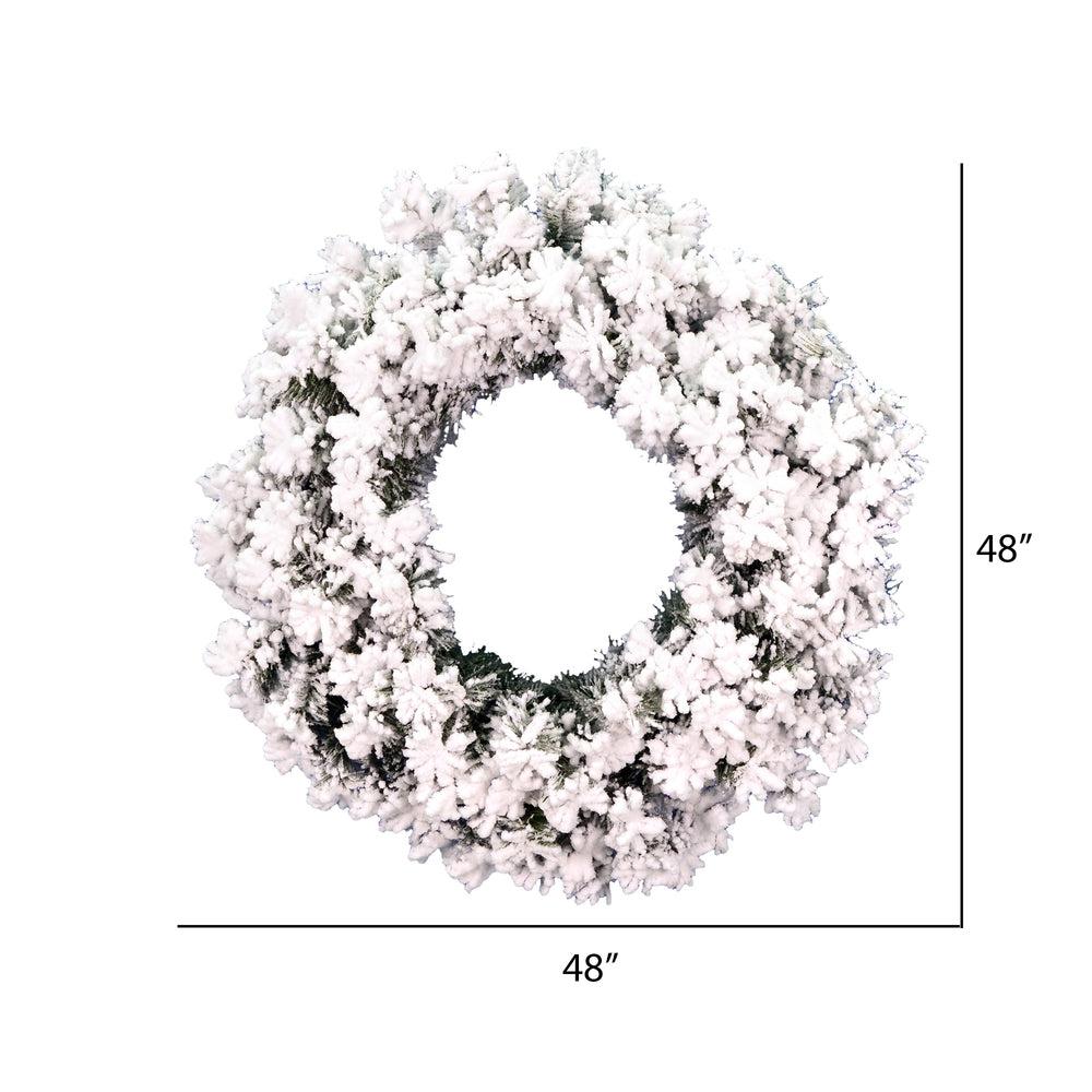 Vickerman 48" Flocked Alaskan Pine Artificial Christmas Wreath Unlit
