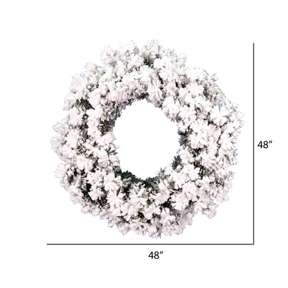 Vickerman 48" Flocked Alaskan Pine Artificial Christmas Wreath Unlit