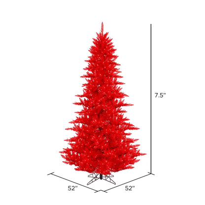 Vickerman 7.5' Red Fir Artificial Christmas Tree Red Dura-lit LED Lights