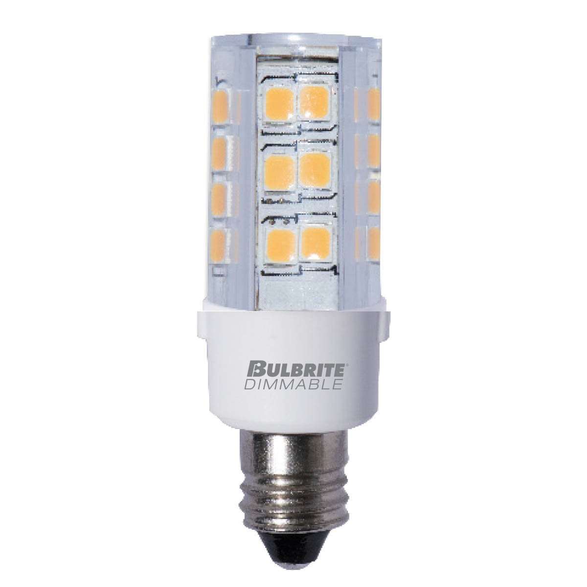 Bulbrite LED Mini T4 Dimmable Candelabra Screw Base (E12) Light Bulb 35 Watt Equivalent 2700K, Clear