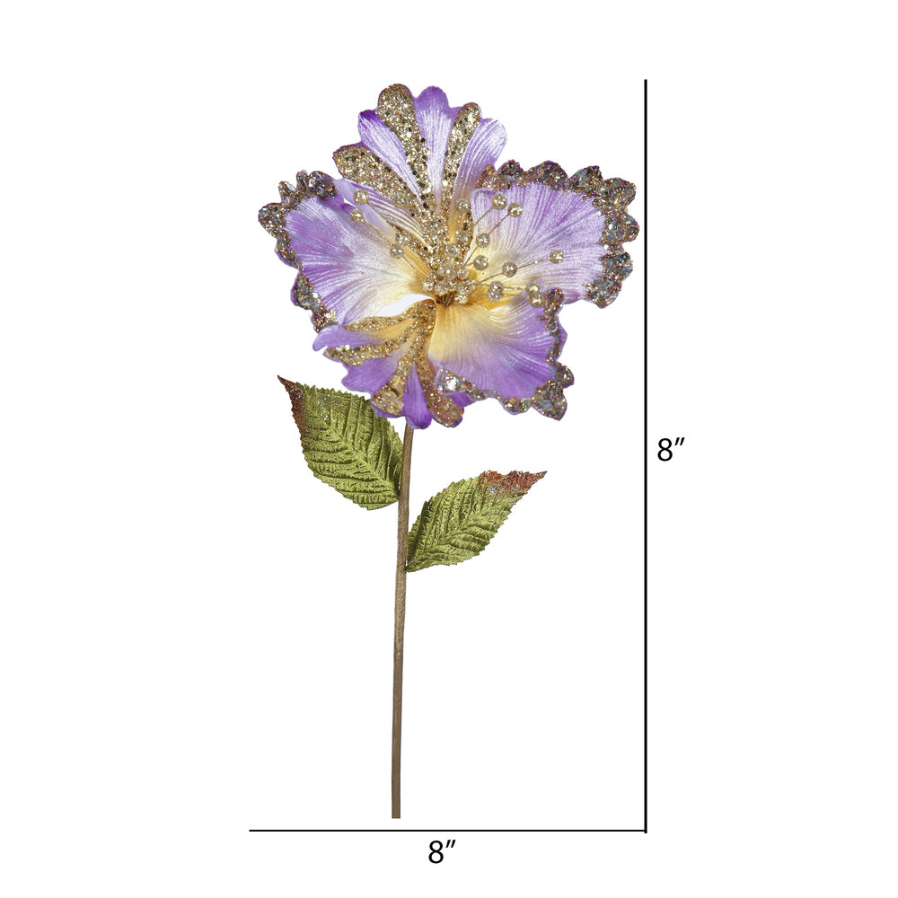 Vickerman 23" Violet Hibiscus Artificial Christmas Pick 3 per Bag