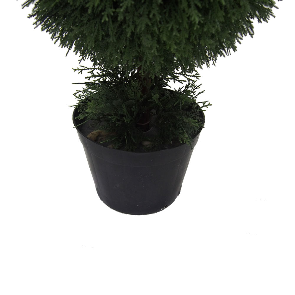 Vickerman 4' Artificial Potted Triple Ball Green Cedar Topiary.