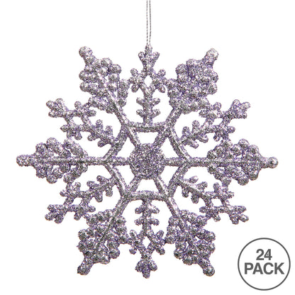 Vickerman 4" Lavender Glitter Snowflake Christmas Ornament 24 per Box