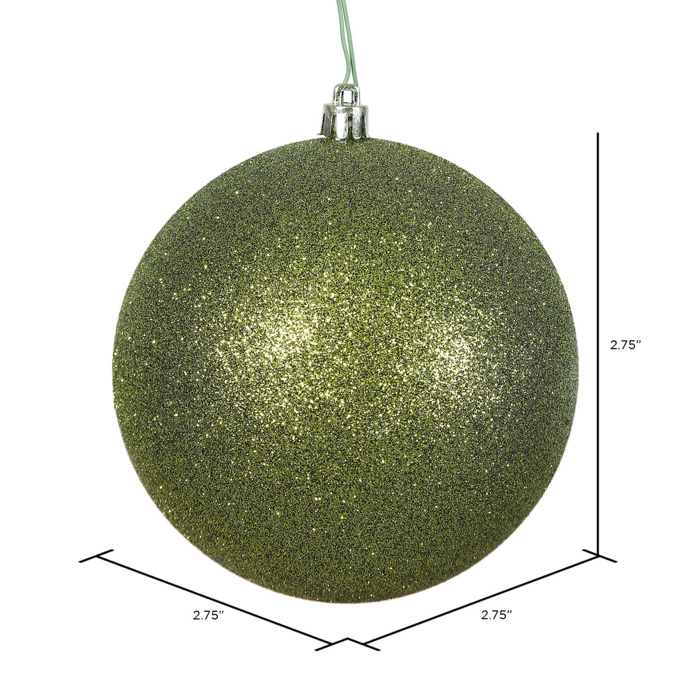 Vickerman 2.75" Olive Glitter Ball Ornament 12 per Bag