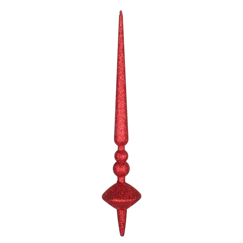 Vickerman 18" Red Glitter Cupola Finial Ornament Pack of 2