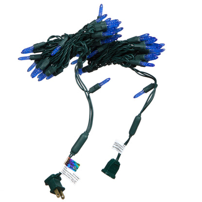 Vickerman 70 Blue M5 Faceted LED Light on Green Wire 4" Spacing x 24' Long Christmas Light Strand