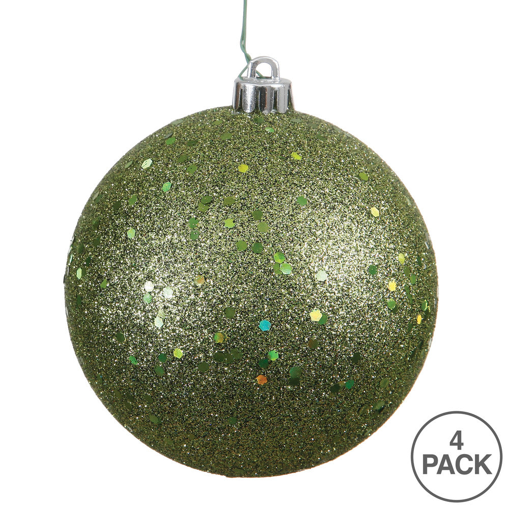 Vickerman 6" Olive Sequin Ball Ornament 4 per Bag