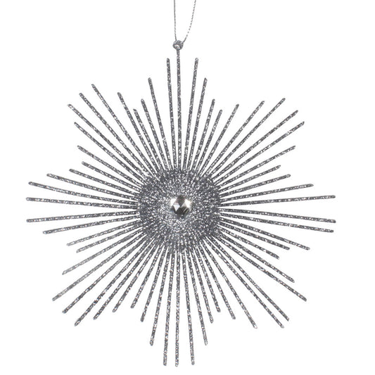 Vickerman 6.5" Pewter Snowflake Burst Glitter Christmas Ornament 6 per Bag
