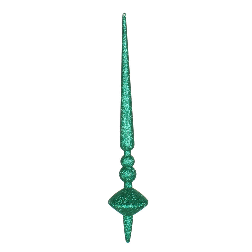 Vickerman 18" Seafoam Green Glitter Cupola Finial. This long finial ornament adds depth and texture to any holiday decorating project. Made with shatterproof plastic.