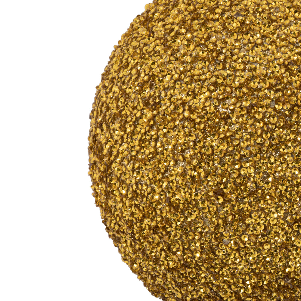 Vickerman 6" Gold Beaded Ball Ornament 4 per Bag