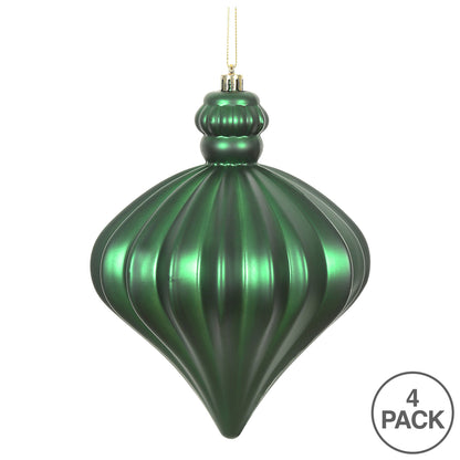 Vickerman 6" Emerald Matte Onion Drop Christmas Ornament 4 per Bag