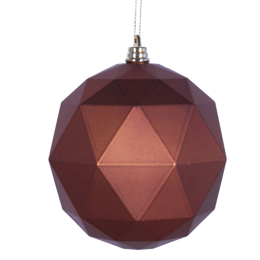 Vickerman 6" Copper Geometric Ball Ornament Featuring a Matte Finish. Comes 4 per bag