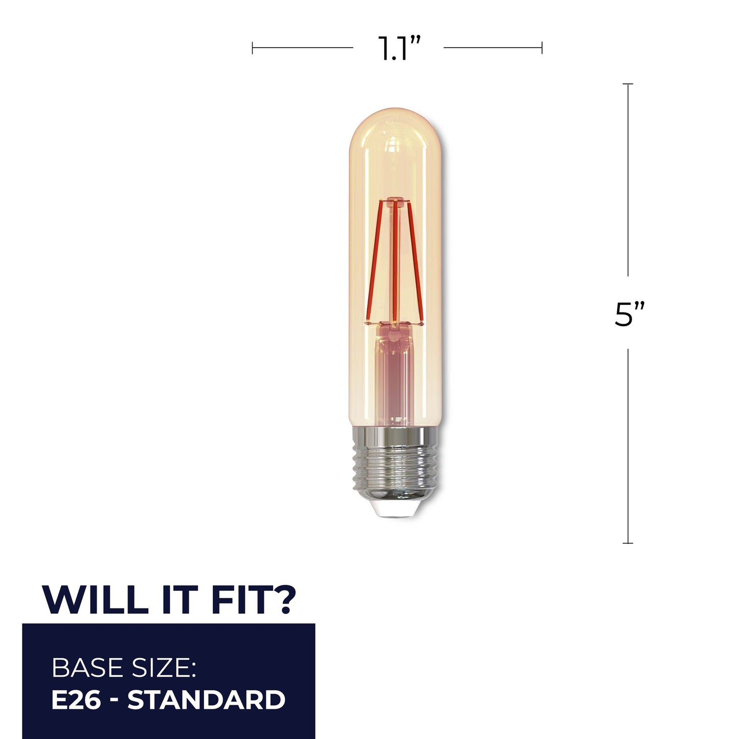 BULBRITE LED T9 MEDIUM SCREW (E26) 2.5W DIMMABLE FILAMENT LIGHT BULB 2200K/AMBER 25W INCANDESCENT EQUIVALENT 2PK (776608)