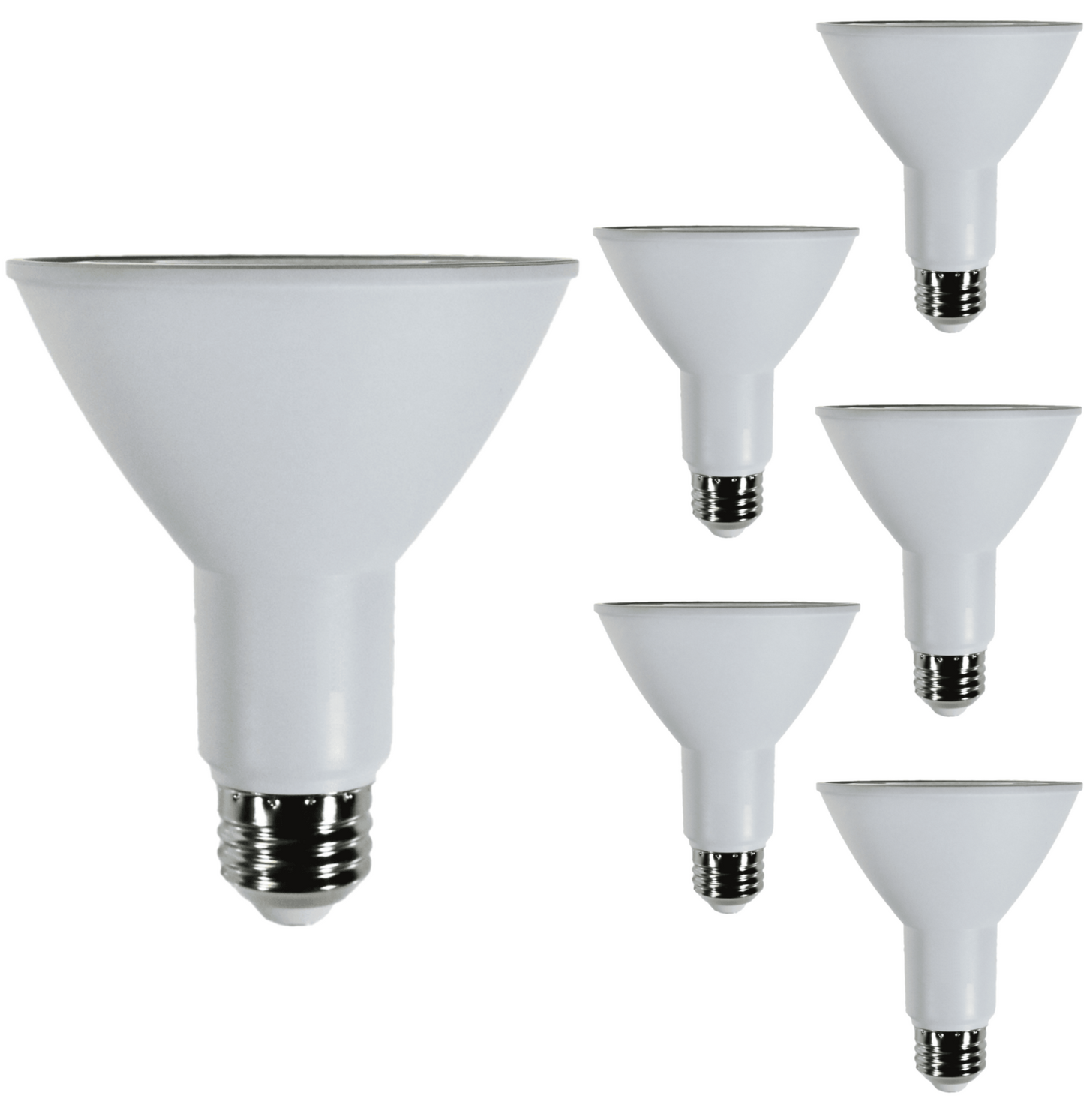 Damar PAR30 LED Long Neck Flood Light Bulb 8W 800 Lumen E26 Medium Base 5000K Bright White Ideal for Track & Recessed Spot Light Bulbs 120V CRI80 40° Beam Angle White Finish Pack of 6