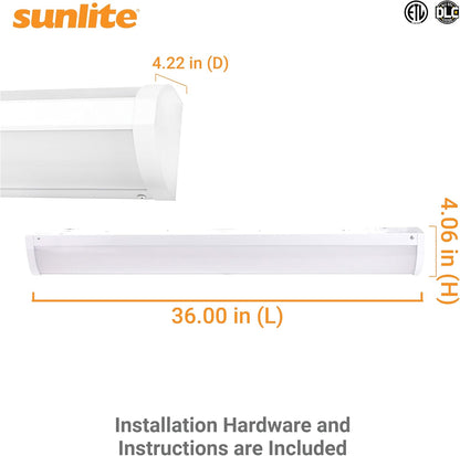 Sunlite 36-Inch LED Linear Bed Light Fixture, 15W/30W/45W, Color Selectable 30K/40K/50K, 1675-5311 Lumens, Dimmable, DLC & ETL Listed, 120V, 3-Way Switching (Up/Down), 116 Degree Beam Angle, White