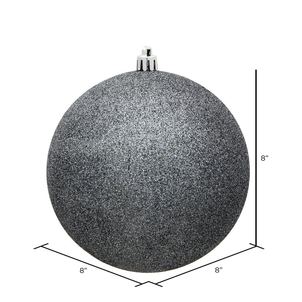 Vickerman 8" Pewter Glitter Ball Ornament