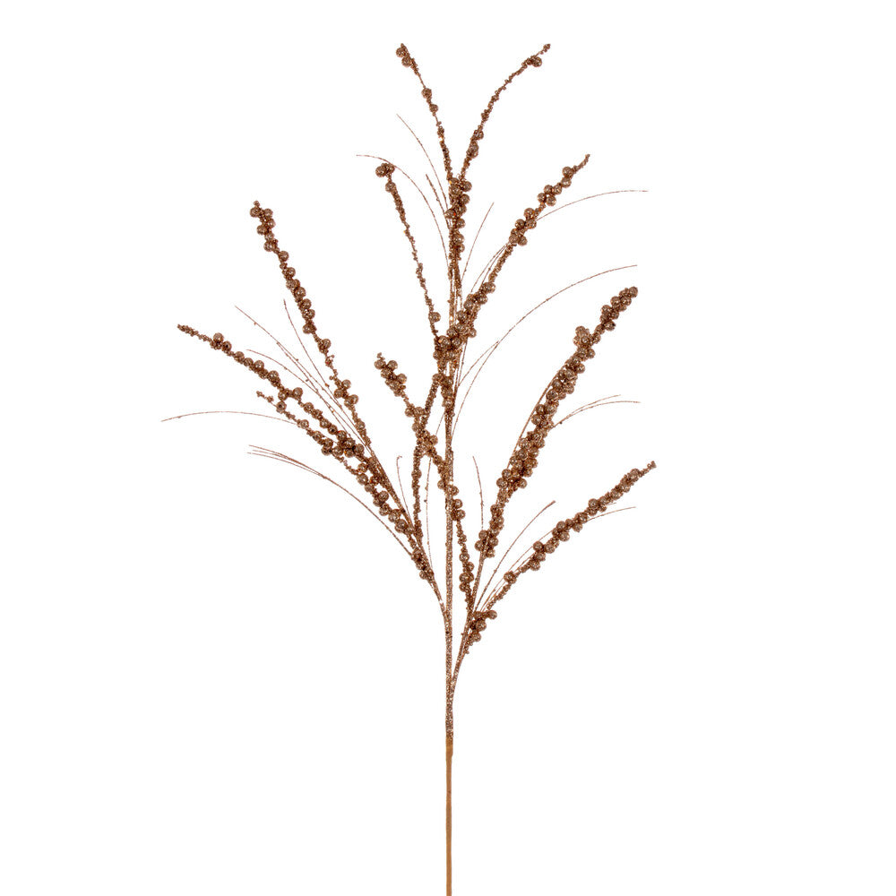 Vickerman 36" Rose Gold Berry Twig Glitter Spray 6 per bag.