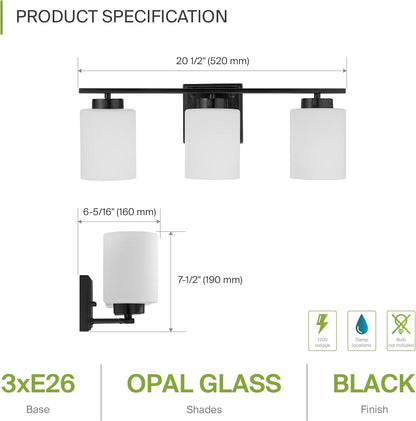 ASD Lighting 3-light Vanity Light 3xE26 60W 120V Black ETL