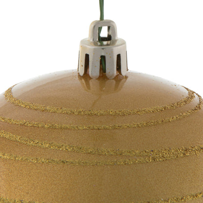 Vickerman 4" Honey Gold Candy Finish Ball Ornament with Glitter Lines 4 per Bag