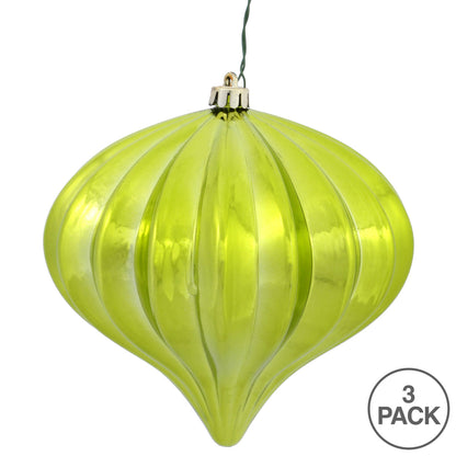 Vickerman 5.7" Lime Shiny Onion Christmas Ornament UV treated Set of 3