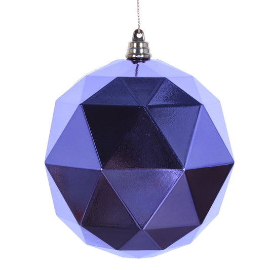 Vickerman 6" Lavender Geometric Ball Ornament Featuring a Shiny Finish. Comes 4 per bag