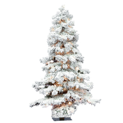 Vickerman 6' Flocked Spruce Artificial Christmas Tree with 300 Clear Lights