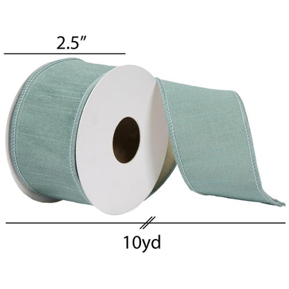 Vickerman 2.5" x 10 Yards Aqua Dupion Double Fused Dupion Ribbon