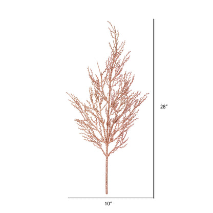 Vickerman 28" Rose Gold Onoclea Glitter Wild Huck Artificial Christmas Spray. Includes 6 sprays per pack.