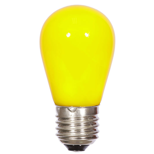 Vickerman S14 LED Yellow Ceramic Bulb 1.3 Watts, 130V, E26 Medium Nickel Base, 5 per pack.