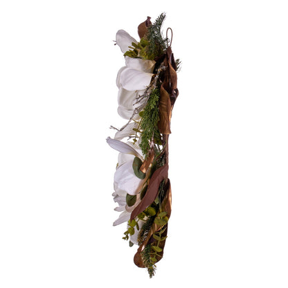 Vickerman 30" White Artificial Magnolia Wreath.