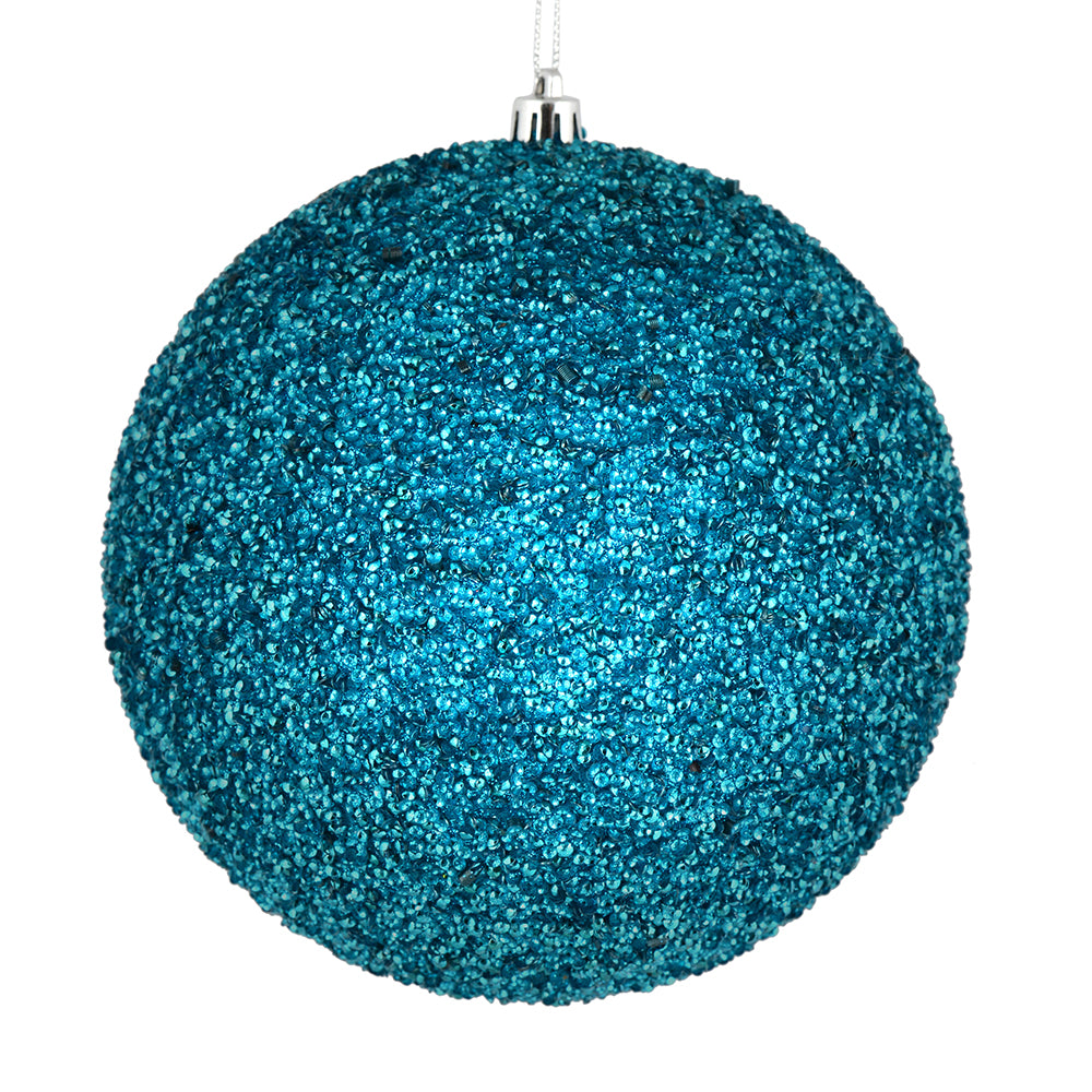 Vickerman 4" Turquoise Beaded Ball Ornament 6 per Bag