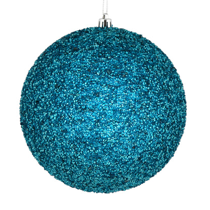 Vickerman 4" Turquoise Beaded Ball Ornament 6 per Bag