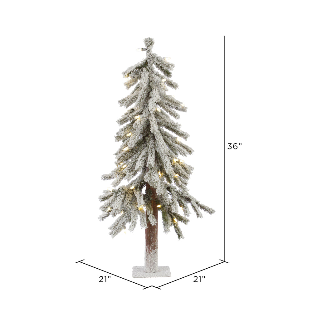 Vickerman 3' Flocked Alpine Artificial Christmas Tree Pure White Single Mold LED