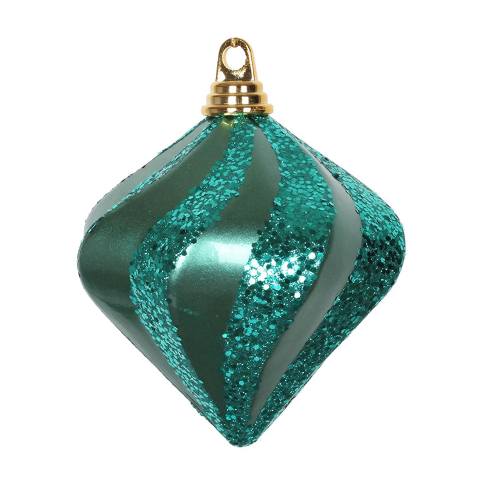 Vickerman 6'' Emerald Candy/Glitter Swirl Diamond Christmas Ornament