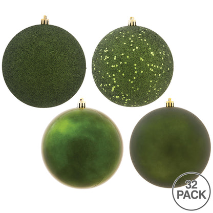 Vickerman 3" Moss Green 4-Finish Ornament Assortment 32 per Box