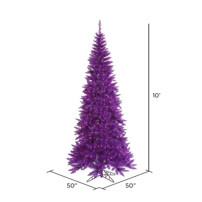 Vickerman 10' Purple Fir Slim Artificial Christmas Tree Purple  Dura-lit LED Lights