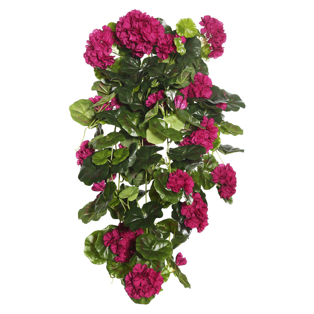 Vickerman 29" Artificial Purple Polyester Geranium Hanging Bush.
