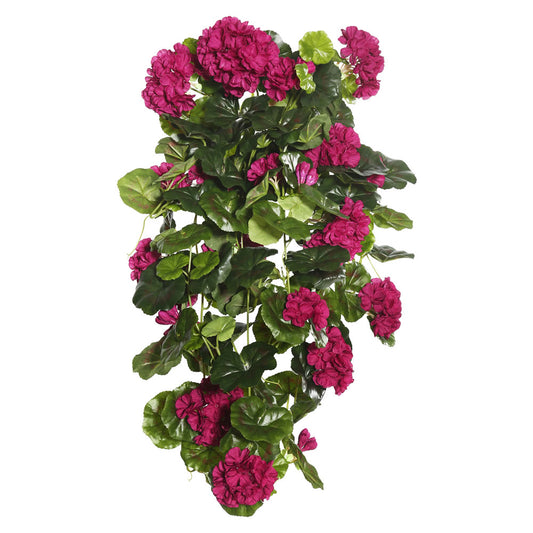 Vickerman 29" Artificial Purple Polyester Geranium Hanging Bush.