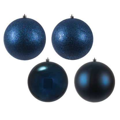 Vickerman 6" Midnight Blue 4-Finish Ball Ornament Assortment 4 per Box